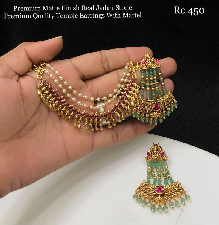Real Jadau Stone Super Jhumka Set