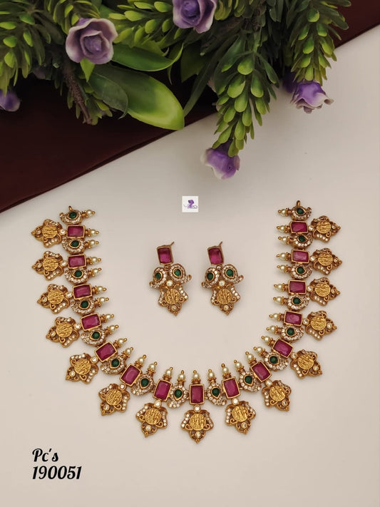 Letest Golden Fancy Partywear Neck Set