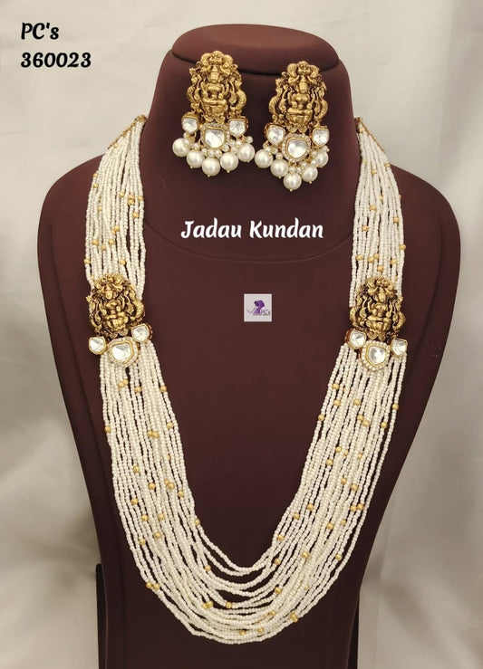 Semi Precious Jadau Kundan Pearl Mala Set