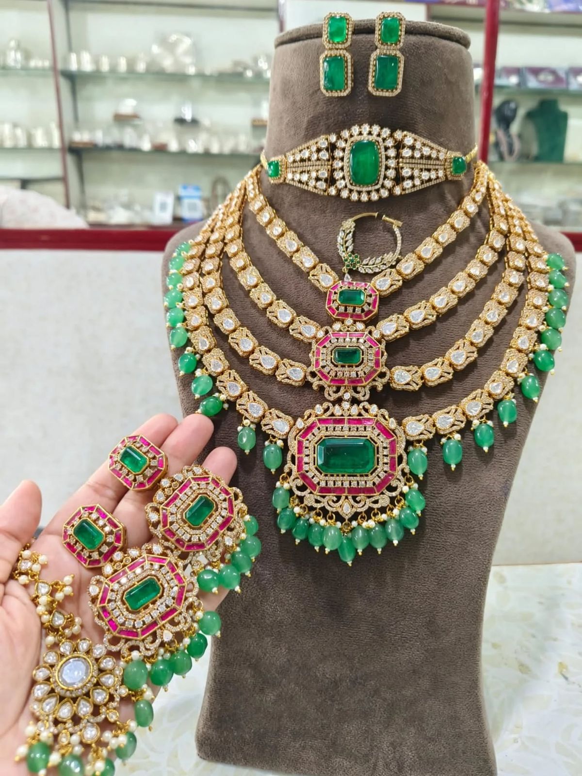 Diamond Look and Bling Stone Necklace Set