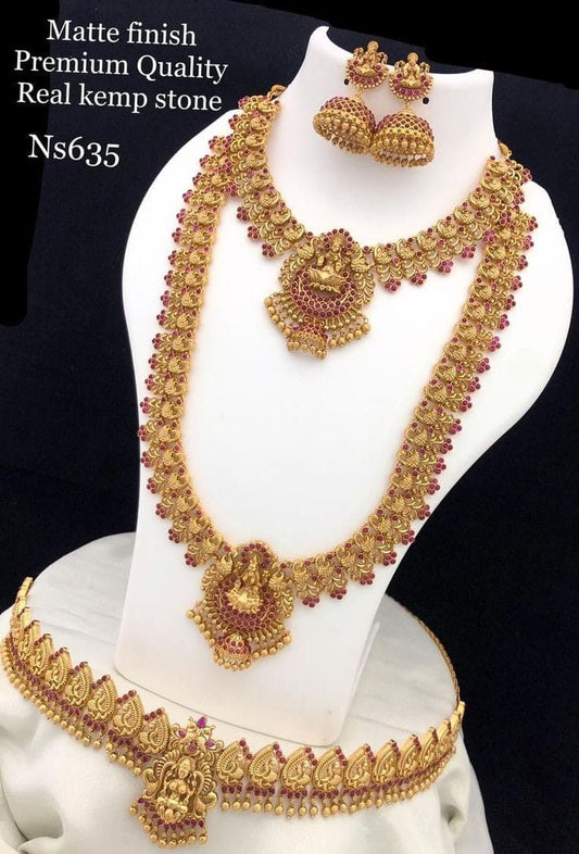 Shringaar Alloy Gold-Polished Red Jewellery Combo Set